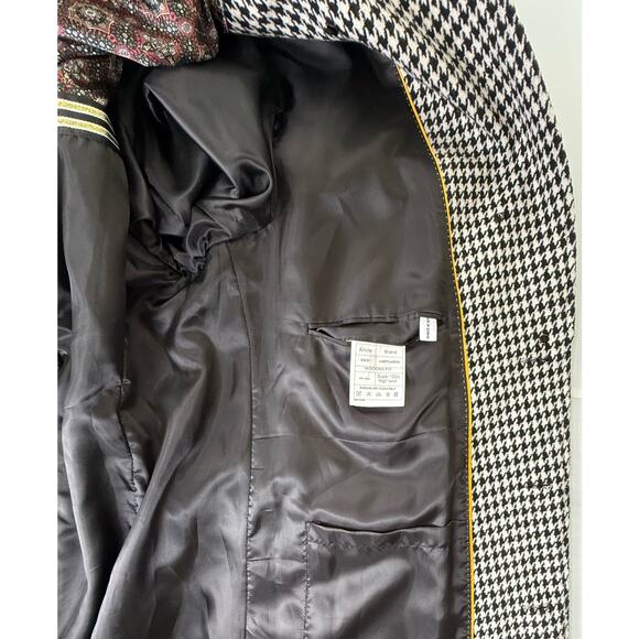 ALBERTO NARDONI Wool Classic Black White Herringbone Long Overcoat Sz XL-XXL - Picture 8 of 10